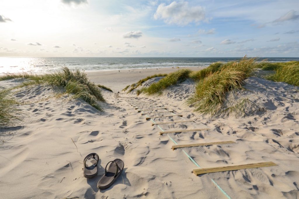 Vakkert strandlandskap med sanddyner ved Henne Strand, Jylland Danmark.