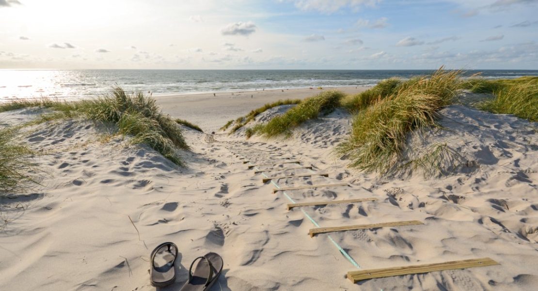 Vakkert strandlandskap med sanddyner ved Henne Strand, Jylland Danmark.