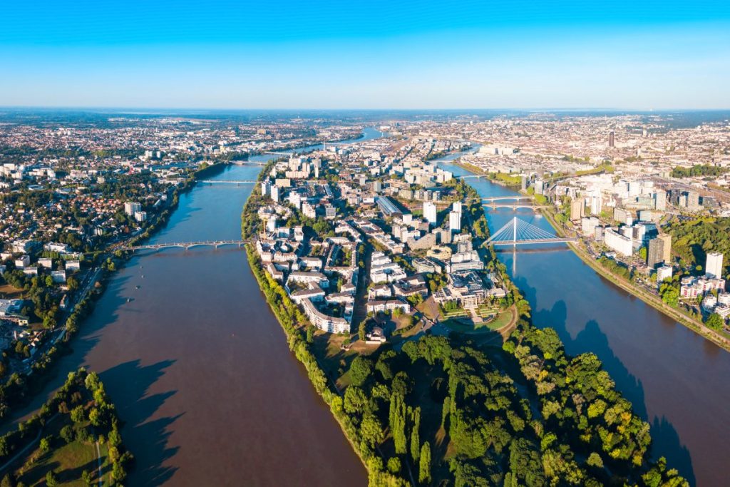 Panoramautsikt over Nantes, Frankrike.