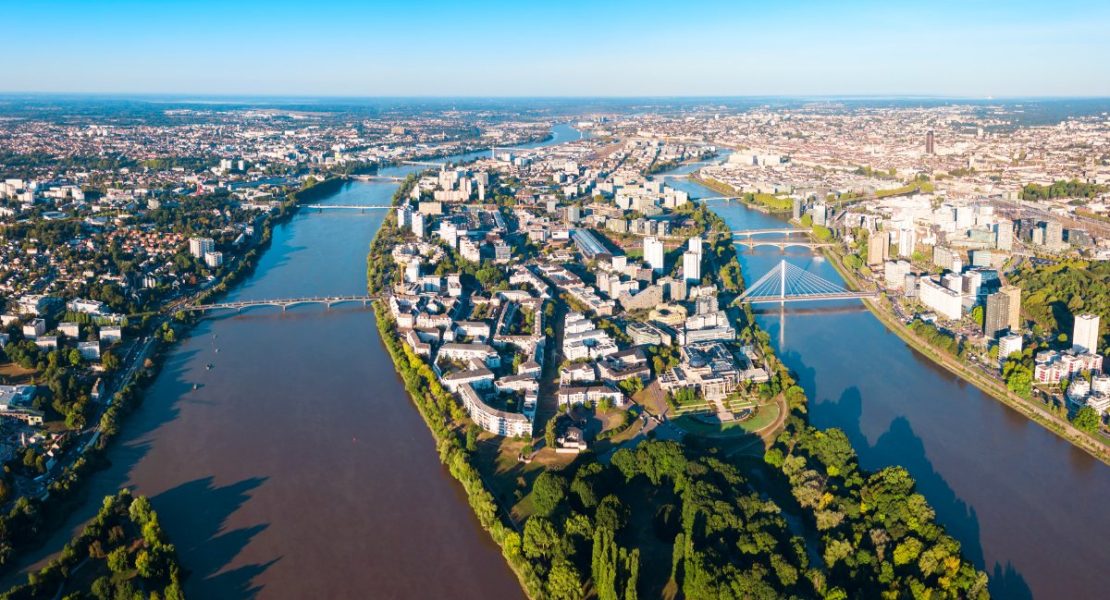 Panoramautsikt over Nantes, Frankrike.