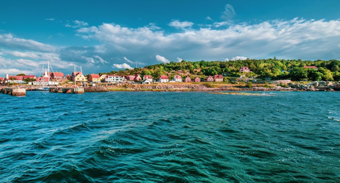 Den pittoreske lille byen Gudhjem på Bornholm, Danmark.