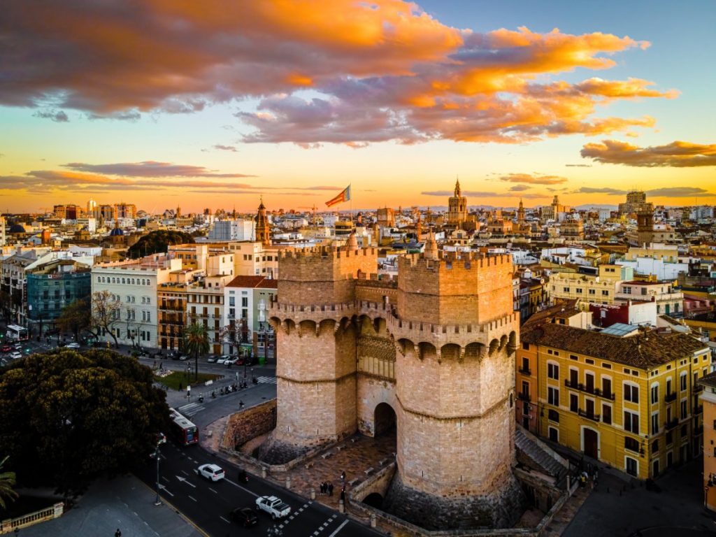 Valencias historiske sentrum ved Spanias østkyst