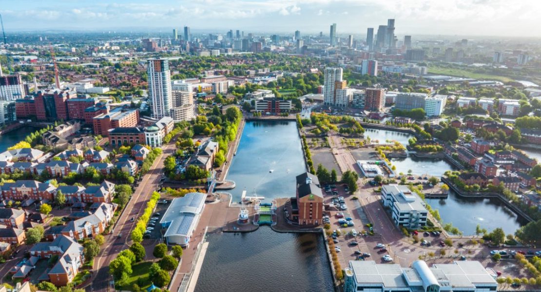 Media City ved Salford Quays, Manchester.