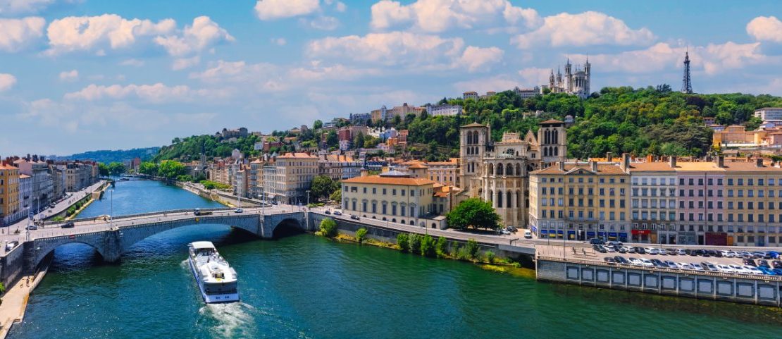 Lyon med Saône-elven, Frankrike.