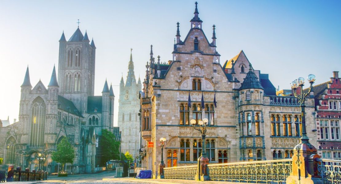 Sint-Michielsbrug i Gents historiske sentrum, Belgia