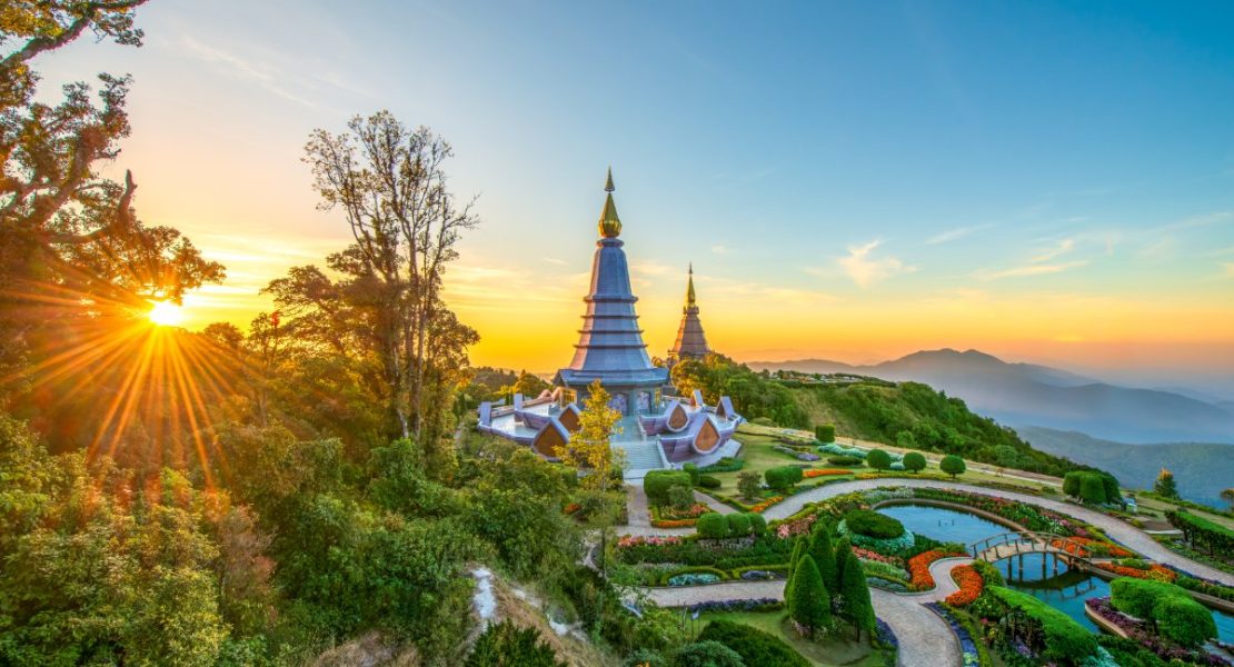 Pagode på Doi Inthanon, Thailands høyeste fjell.