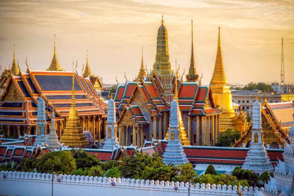 Grand Palace og Wat Phra Kaew i Bangkok.