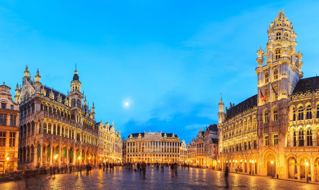 Grand Place Brussel nattutsikt, Belgia